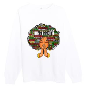 Juneteenth Melanin Black Women Natural Hair Graphic Premium Crewneck Sweatshirt