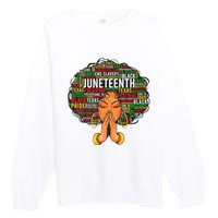 Juneteenth Melanin Black Women Natural Hair Graphic Premium Crewneck Sweatshirt