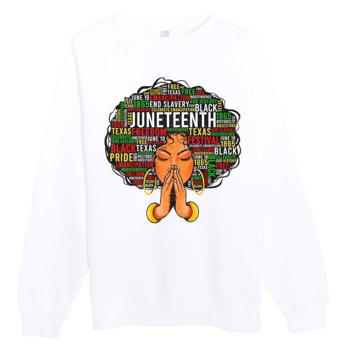 Juneteenth Melanin Black Women Natural Hair Graphic Premium Crewneck Sweatshirt