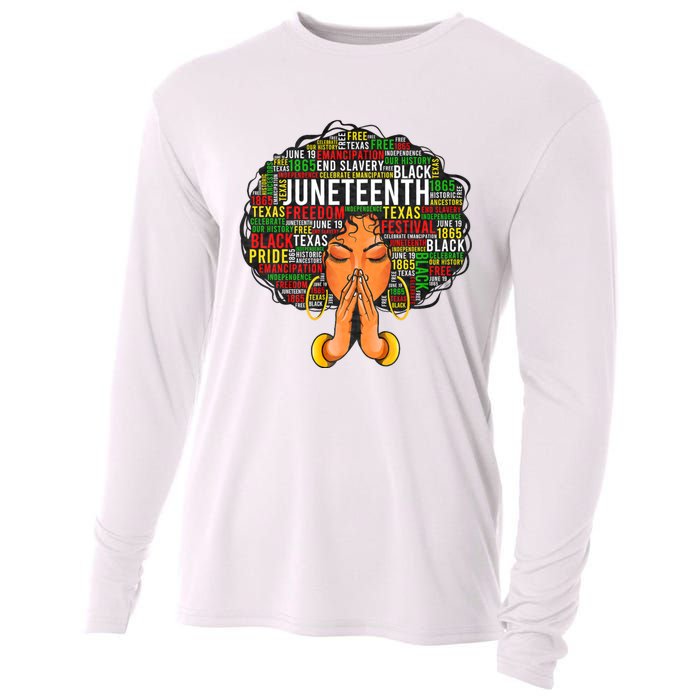 Juneteenth Melanin Black Women Natural Hair Graphic Cooling Performance Long Sleeve Crew