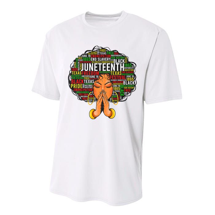 Juneteenth Melanin Black Women Natural Hair Graphic Performance Sprint T-Shirt