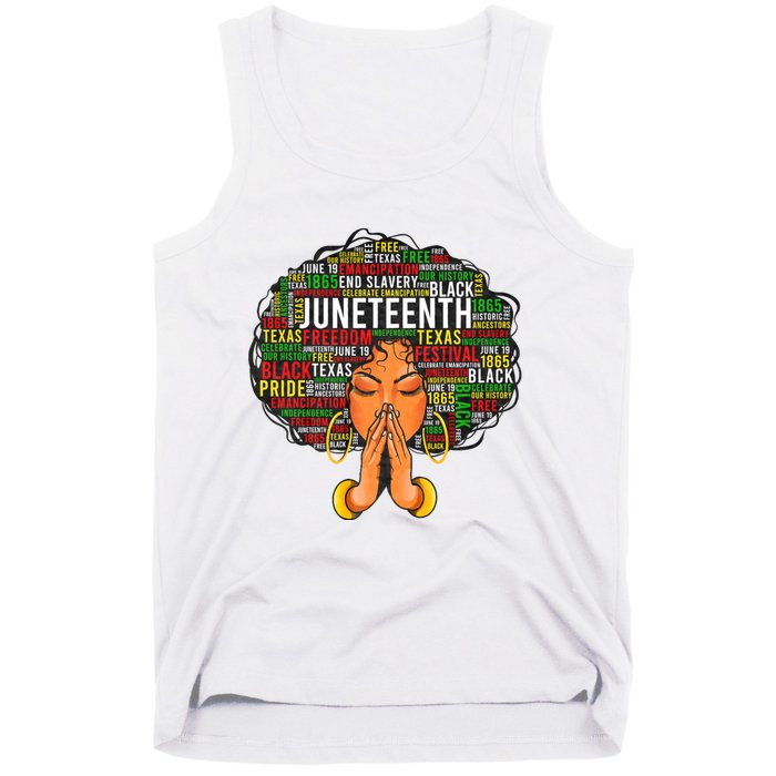 Juneteenth Melanin Black Women Natural Hair Graphic Tank Top