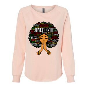 Juneteenth Melanin Black Women Natural Hair Afro Word Art Vneck Womens California Wash Sweatshirt