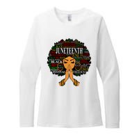 Juneteenth Melanin Black Women Natural Hair Afro Word Art Vneck Womens CVC Long Sleeve Shirt