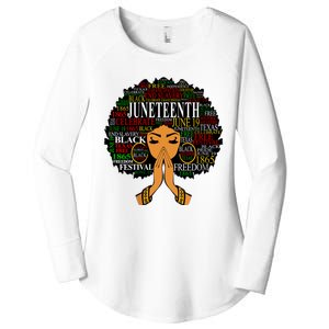 Juneteenth Melanin Black Women Natural Hair Afro Word Art Vneck Women's Perfect Tri Tunic Long Sleeve Shirt