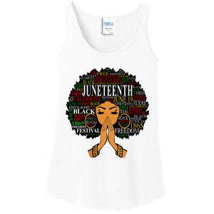 Juneteenth Melanin Black Women Natural Hair Afro Word Art Vneck Ladies Essential Tank