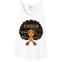 Juneteenth Melanin Black Women Natural Hair Afro Word Art Vneck Ladies Essential Tank