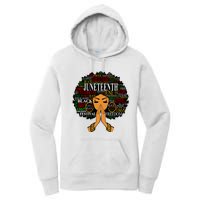 Juneteenth Melanin Black Women Natural Hair Afro Word Art Vneck Women's Pullover Hoodie