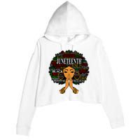 Juneteenth Melanin Black Women Natural Hair Afro Word Art Vneck Crop Fleece Hoodie