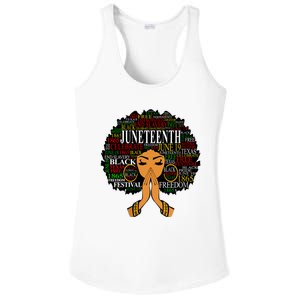 Juneteenth Melanin Black Women Natural Hair Afro Word Art Vneck Ladies PosiCharge Competitor Racerback Tank