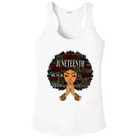 Juneteenth Melanin Black Women Natural Hair Afro Word Art Vneck Ladies PosiCharge Competitor Racerback Tank