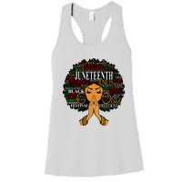 Juneteenth Melanin Black Women Natural Hair Afro Word Art Vneck Women's Racerback Tank