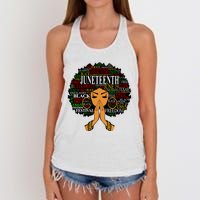 Juneteenth Melanin Black Women Natural Hair Afro Word Art Vneck Women's Knotted Racerback Tank