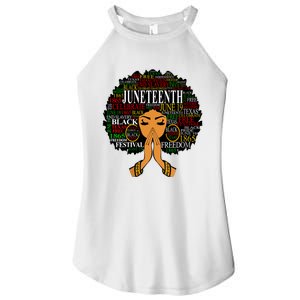 Juneteenth Melanin Black Women Natural Hair Afro Word Art Vneck Women's Perfect Tri Rocker Tank