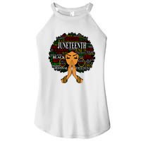 Juneteenth Melanin Black Women Natural Hair Afro Word Art Vneck Women's Perfect Tri Rocker Tank