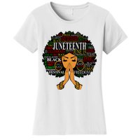 Juneteenth Melanin Black Women Natural Hair Afro Word Art Vneck Women's T-Shirt