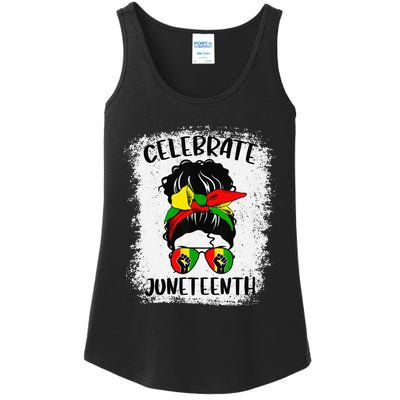 Juneteenth  Messy Bun Juneteenth Celebrate 1865 Ladies Essential Tank