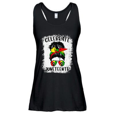 Juneteenth  Messy Bun Juneteenth Celebrate 1865 Ladies Essential Flowy Tank