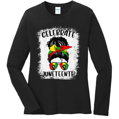 Juneteenth  Messy Bun Juneteenth Celebrate 1865 Ladies Long Sleeve Shirt