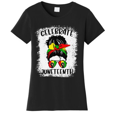 Juneteenth  Messy Bun Juneteenth Celebrate 1865 Women's T-Shirt