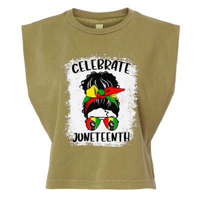 Juneteenth  Messy Bun Juneteenth Celebrate 1865 Garment-Dyed Women's Muscle Tee