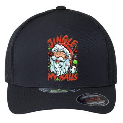 Jingle My Balls Check Out Hipster Funny Santa Humor Xmas Flexfit Unipanel Trucker Cap