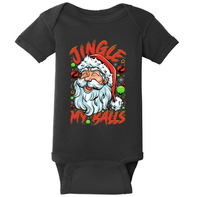 Jingle My Balls Check Out Hipster Funny Santa Humor Xmas Baby Bodysuit