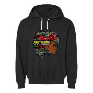 Juneteenth Melanin Black Wo Natural Hair Afro Word Art Garment-Dyed Fleece Hoodie