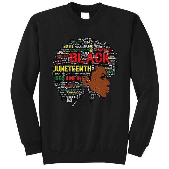 Juneteenth Melanin Black Wo Natural Hair Afro Word Art Sweatshirt