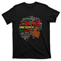 Juneteenth Melanin Black Wo Natural Hair Afro Word Art T-Shirt