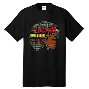 Juneteenth Melanin Black Wo Natural Hair Afro Word Art Tall T-Shirt