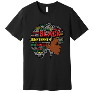 Juneteenth Melanin Black Wo Natural Hair Afro Word Art Premium T-Shirt