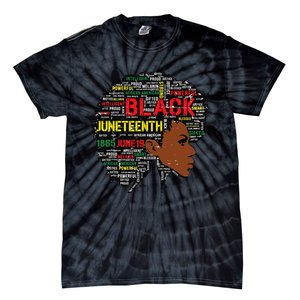 Juneteenth Melanin Black Wo Natural Hair Afro Word Art Tie-Dye T-Shirt