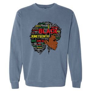 Juneteenth Melanin Black Wo Natural Hair Afro Word Art Garment-Dyed Sweatshirt