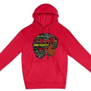 Juneteenth Melanin Black Wo Natural Hair Afro Word Art Premium Pullover Hoodie