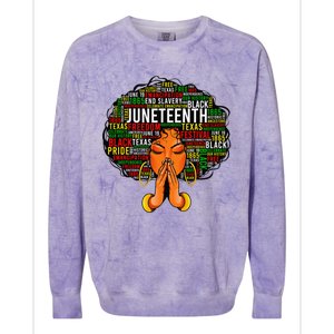 Juneteenth Melanin Black  Natural Hair Afro Word Art Colorblast Crewneck Sweatshirt