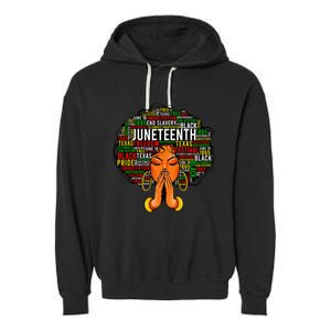 Juneteenth Melanin Black  Natural Hair Afro Word Art Garment-Dyed Fleece Hoodie