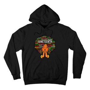 Juneteenth Melanin Black  Natural Hair Afro Word Art Hoodie