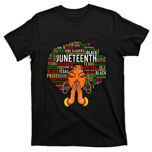 Juneteenth Melanin Black  Natural Hair Afro Word Art T-Shirt