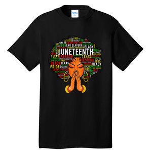 Juneteenth Melanin Black  Natural Hair Afro Word Art Tall T-Shirt