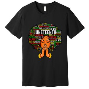 Juneteenth Melanin Black  Natural Hair Afro Word Art Premium T-Shirt