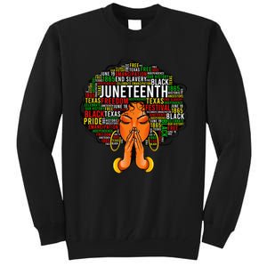 Juneteenth Melanin Black  Natural Hair Afro Word Art Tall Sweatshirt