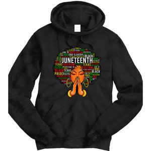 Juneteenth Melanin Black  Natural Hair Afro Word Art Tie Dye Hoodie