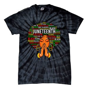 Juneteenth Melanin Black  Natural Hair Afro Word Art Tie-Dye T-Shirt