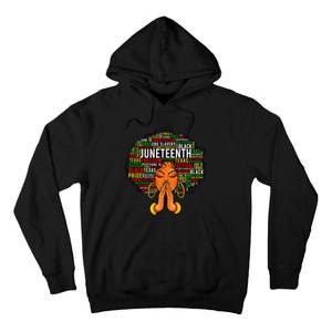 Juneteenth Melanin Black  Natural Hair Afro Word Art Tall Hoodie