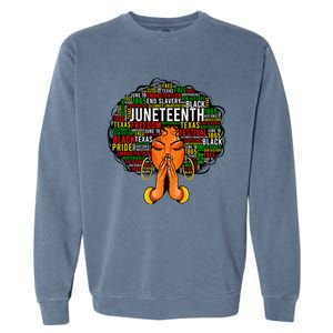 Juneteenth Melanin Black  Natural Hair Afro Word Art Garment-Dyed Sweatshirt