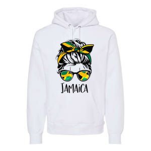 Jamaica  Messy Bun Jamaican Flag Jamaican Premium Hoodie