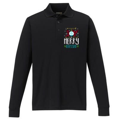 Joyful Merry Blessed Christmas Family Matching Xmas Party Meaningful Gift Performance Long Sleeve Polo