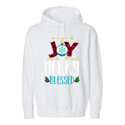 Joyful Merry Blessed Christmas Family Matching Xmas Party Meaningful Gift Garment-Dyed Fleece Hoodie