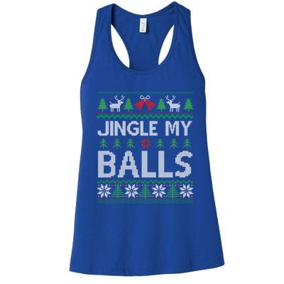 Jingle My Balls Funny Adult Ugly Christmas Sweater Gift Women's Racerback Tank